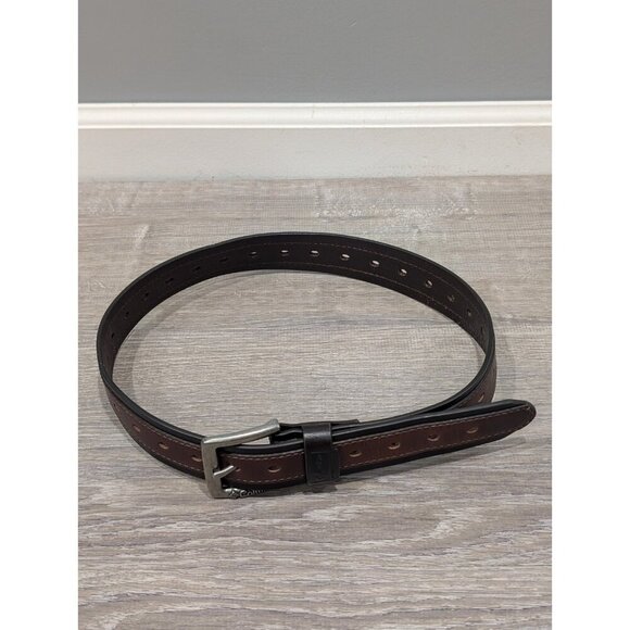 Columbia Stitched Brown 2 Tone Thick REAL Leather Work Belt -Men's Size S 30-32 - Picture 1 of 13
